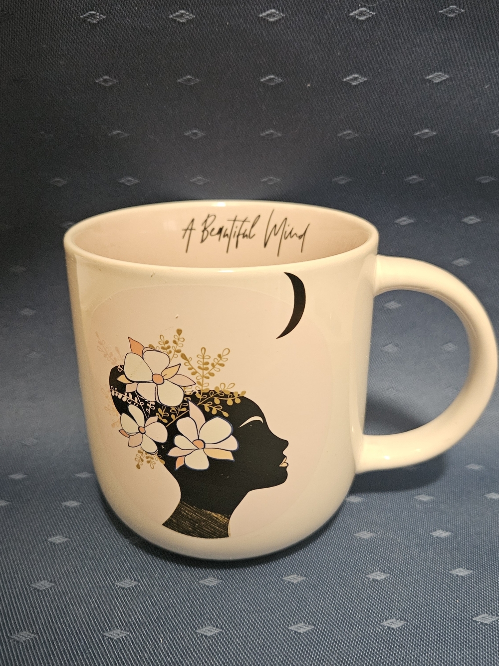 A Beautiful Mind Pink & Black Floral Ceramic Mug
